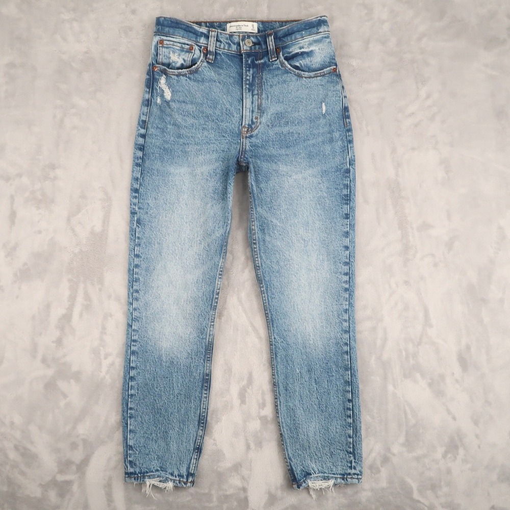 Abercrombie & Fitch Jeans Women 25 0R Fit 26x26.5 Blue Mom High Rise Distressed
